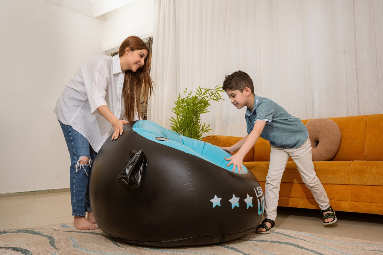 Inflatable Bean Bag Chair For Kids With Free Air Pump and Repair Kit- Perfect for Kids Aged 8-12